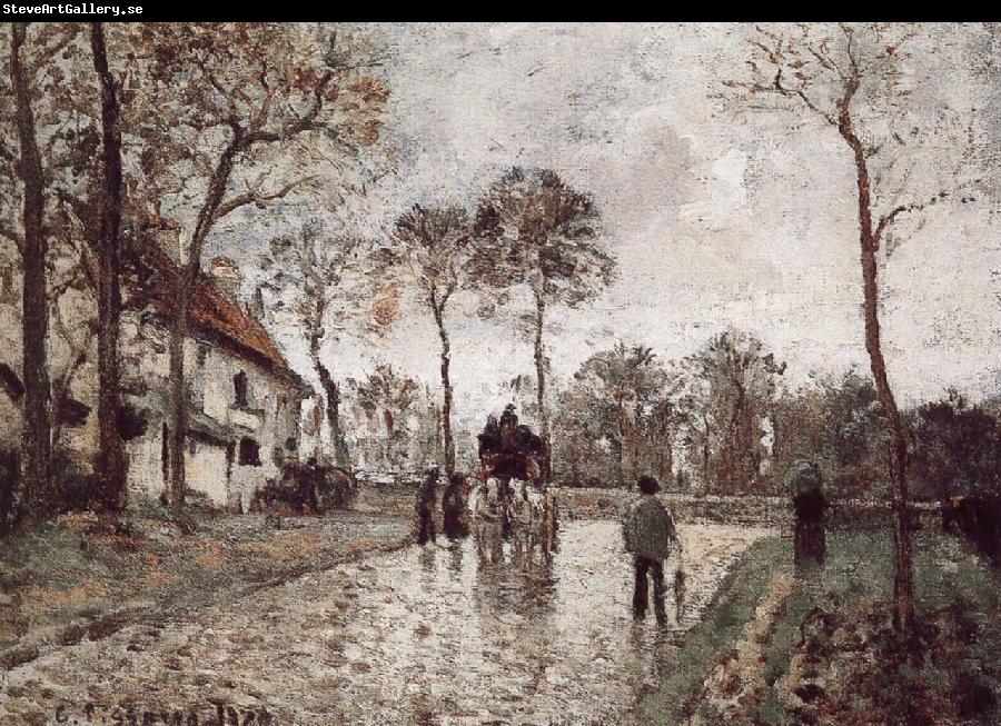 Camille Pissarro Road Vehe is peaceful the postal vehicle